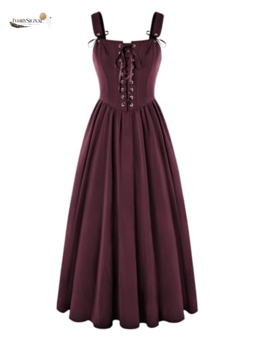 Renaissance Lace Up Sleeveless Long Dress Corset Medieval Costume